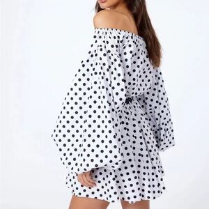 Caroline Constas New York Off-Shoulder Polka Dot Dress